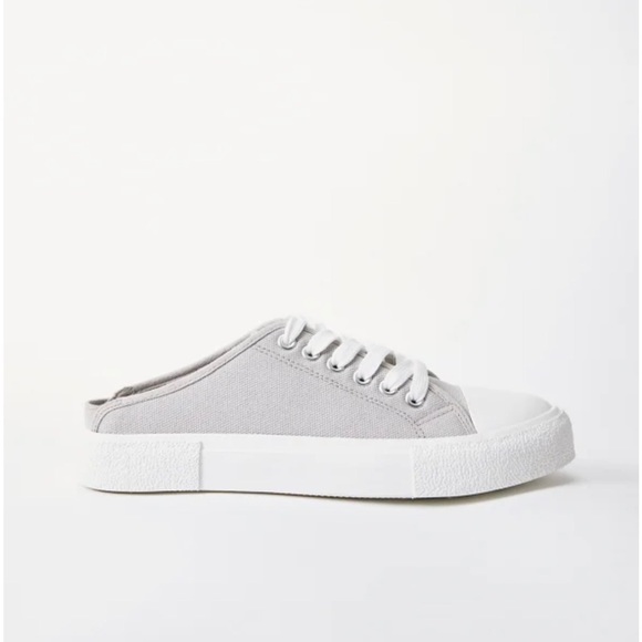 JUST FAB Lace up Slip on Mule Canvas Sneaker - Grey - Size - Picture 5 of 6